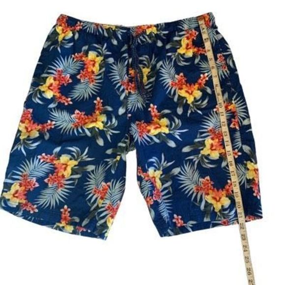 Tommy Bahama Mens Large Blue 100% Cotton Flower Design Drawstring Shorts - Picture 8 of 12
